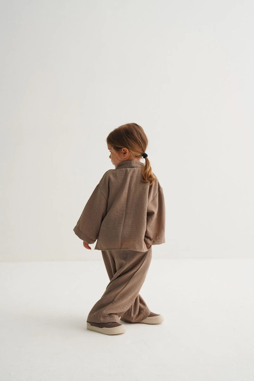 Set van een vest en een broek van linnen | Bruin