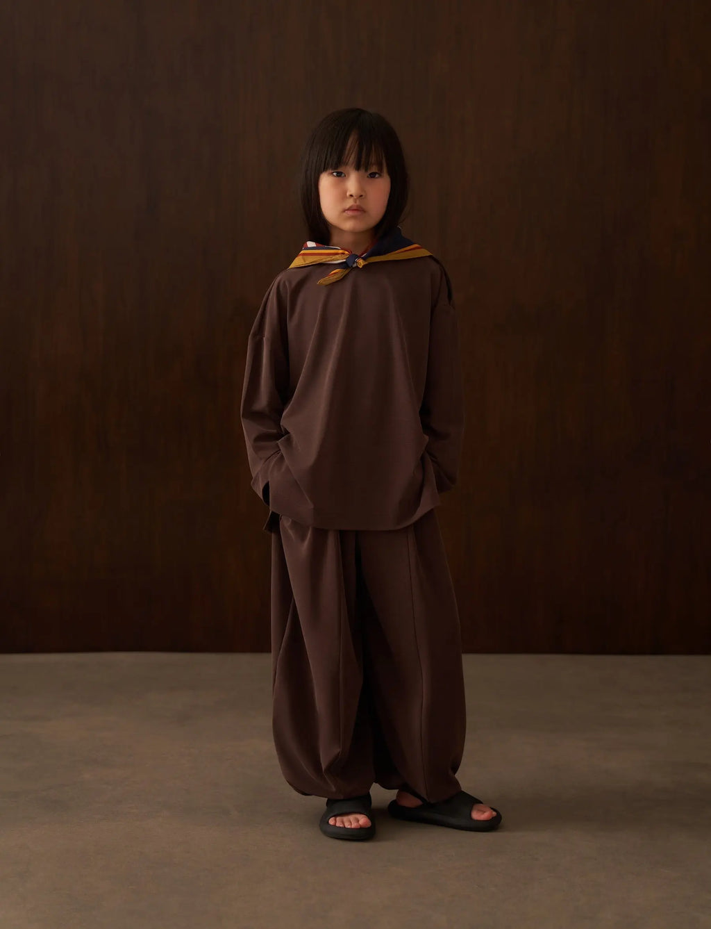 Ensemble pull et pantalon fluide | Brun