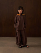 Ensemble pull et pantalon fluide | Brun