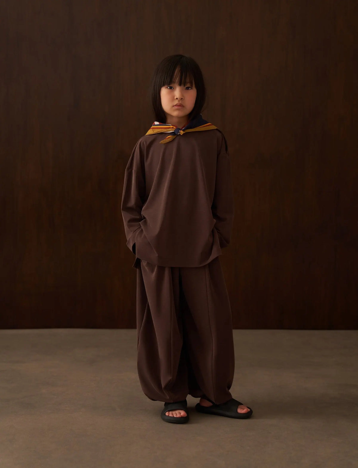 Ensemble pull et pantalon fluide | Brun
