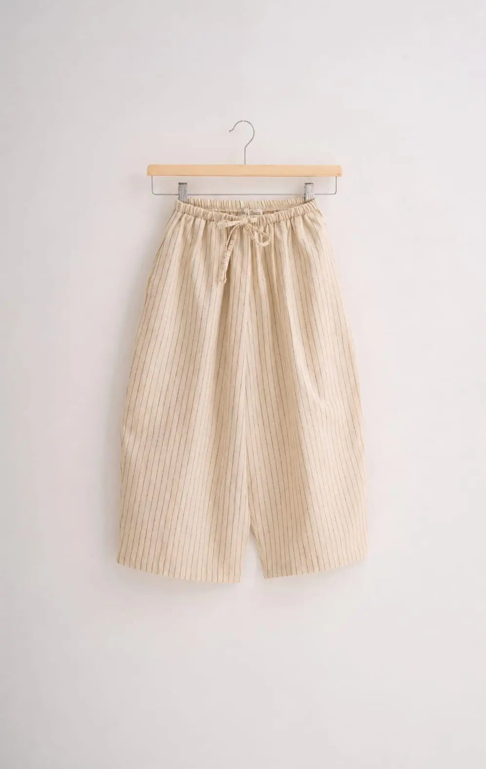 Pantalon en lin rayé | Beige