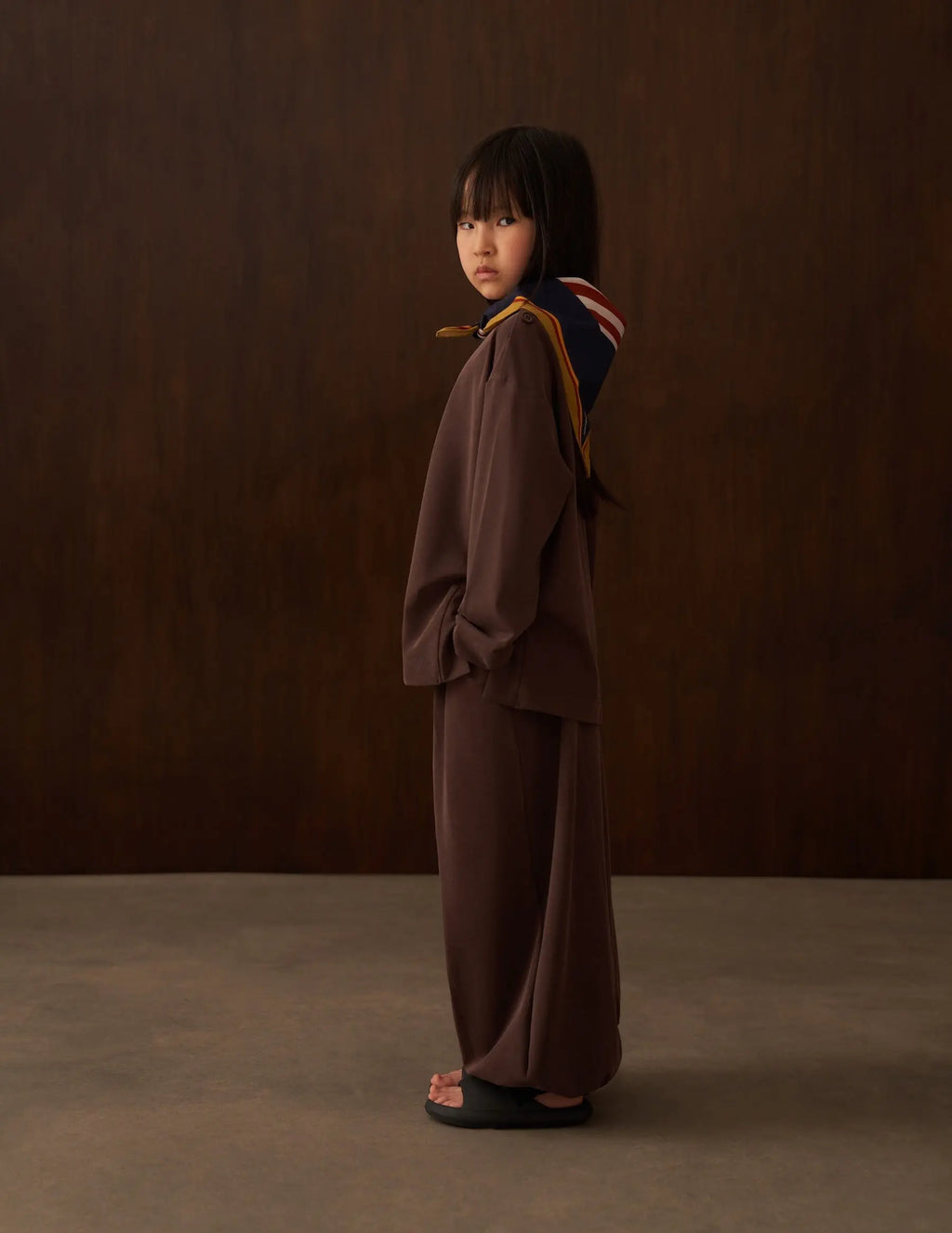 Ensemble pull et pantalon fluide | Brun