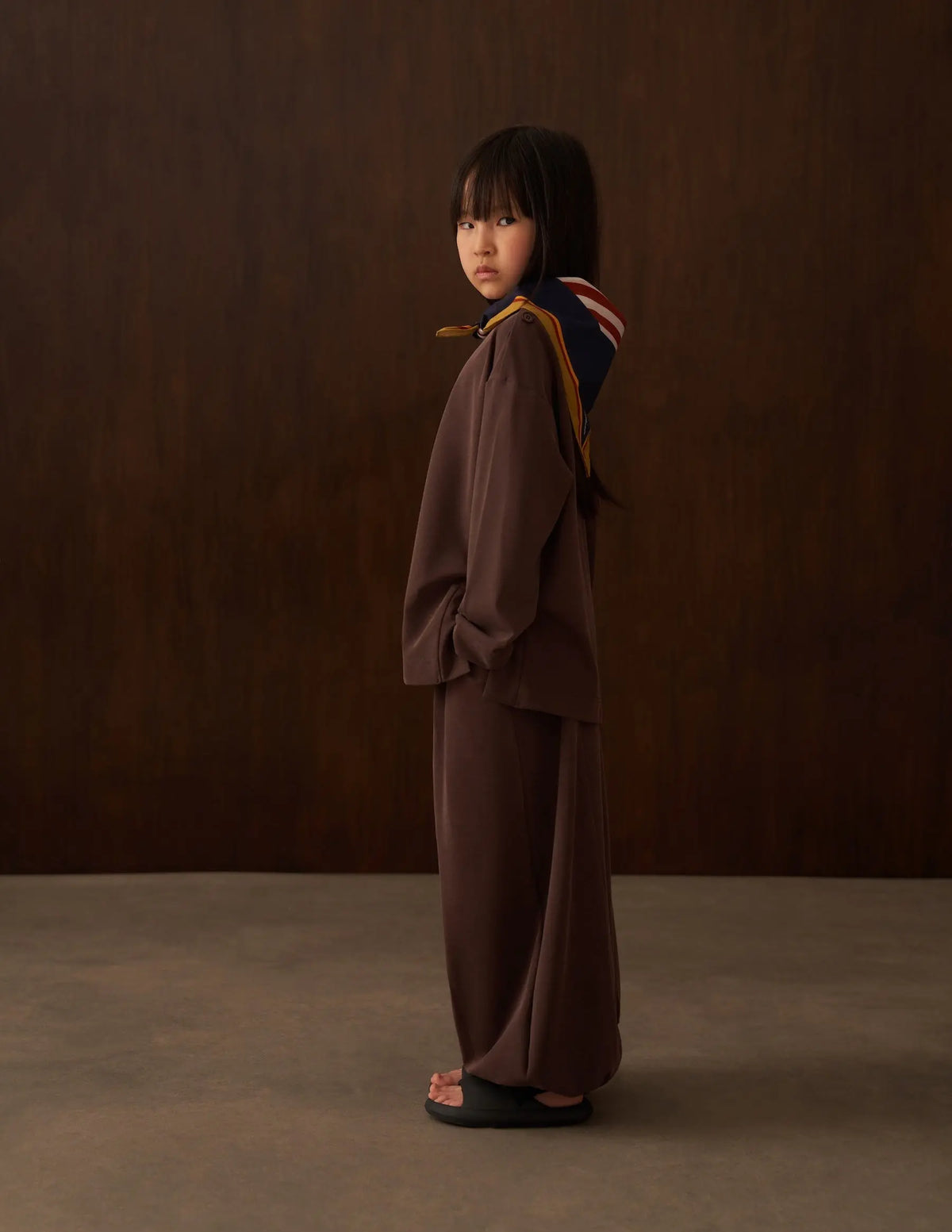 Ensemble pull et pantalon fluide | Brun