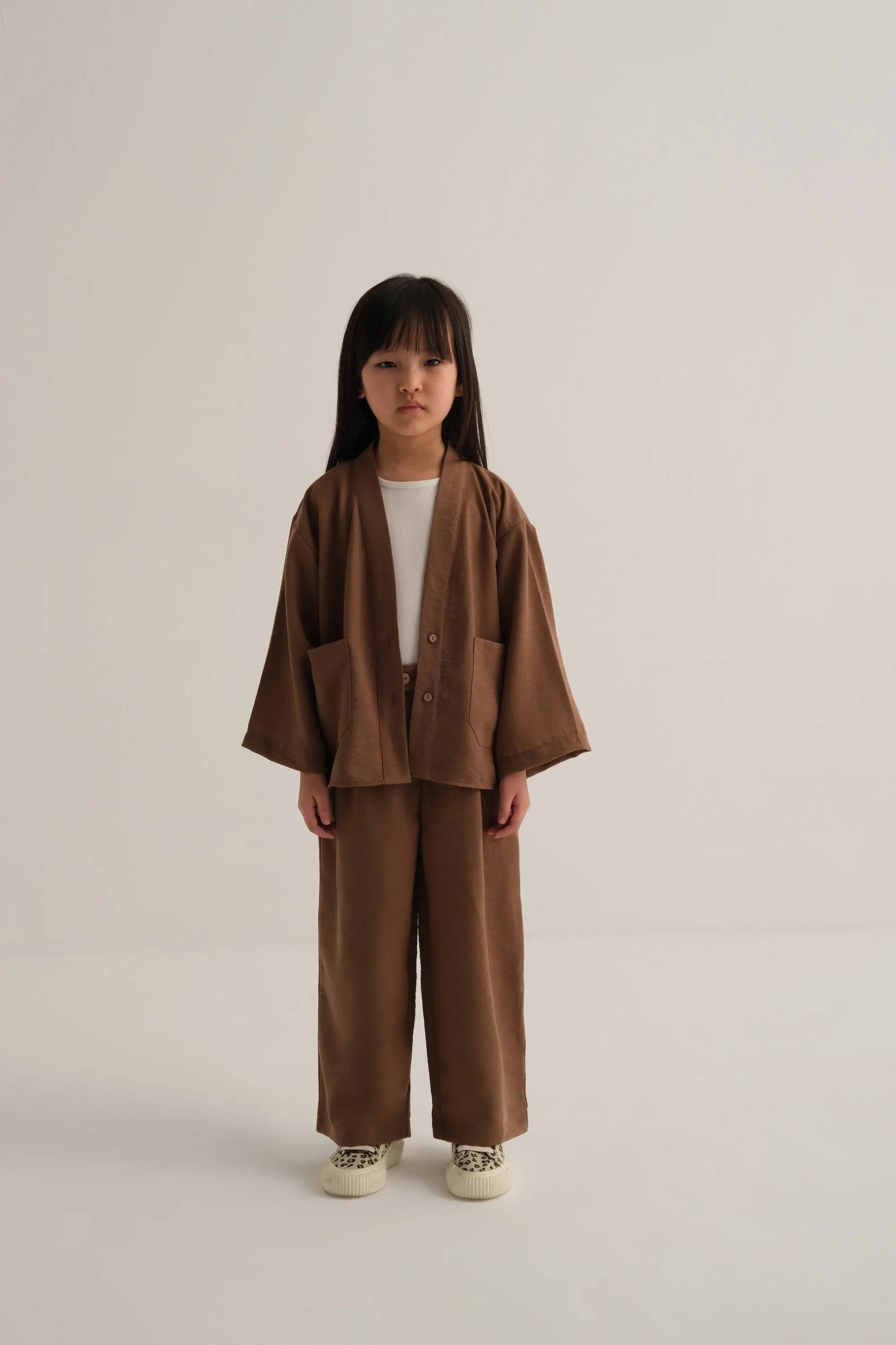 Ensemble gilet et pantalon en lin - Brun MINILUCA