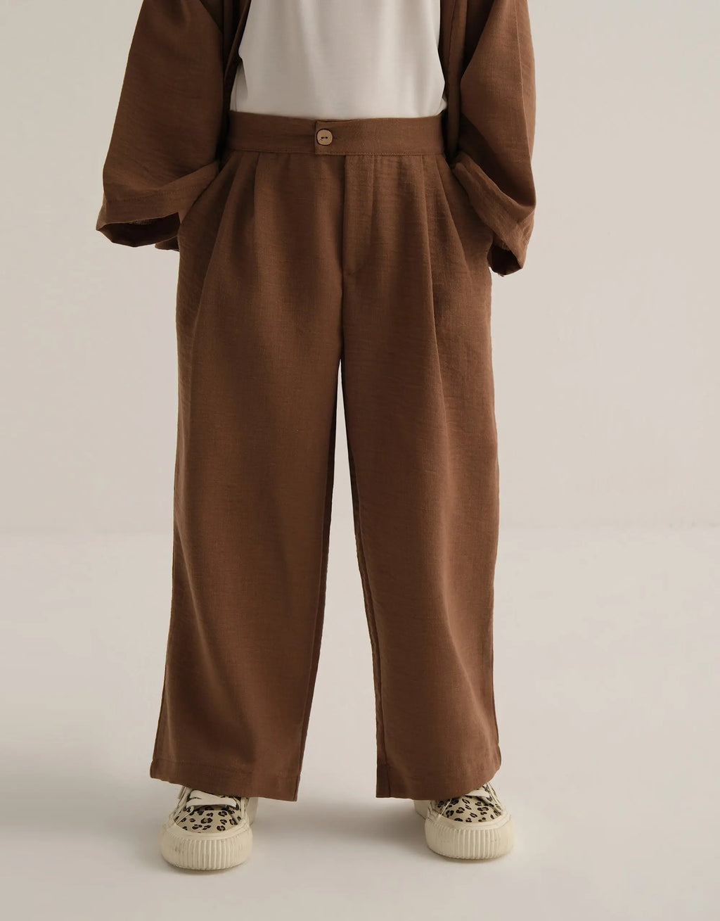 Ensemble gilet et pantalon en lin - Brun MINILUCA
