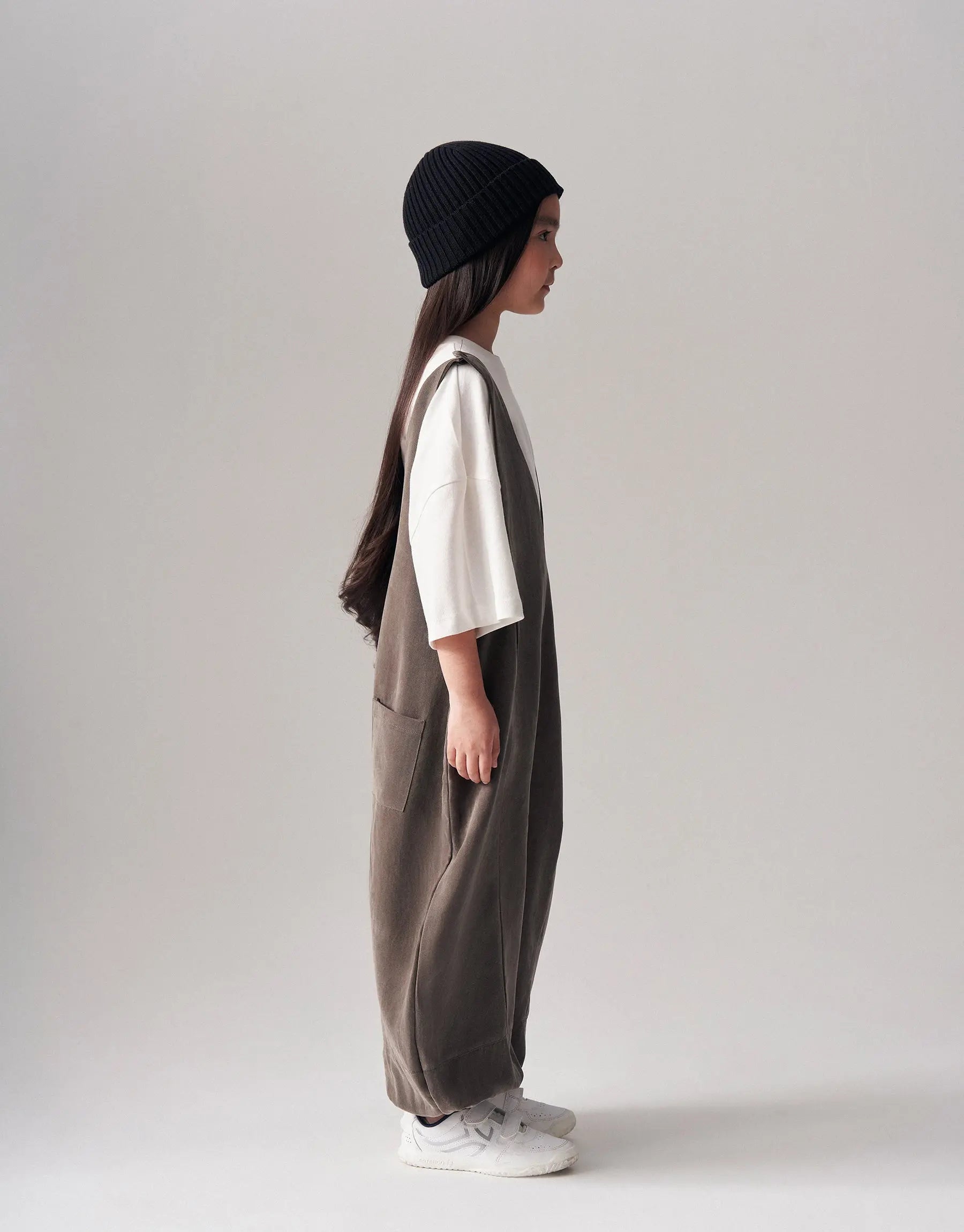 V-neck overalls | Khaki