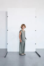 Button-down vest and loose-fitting pants set | Khaki