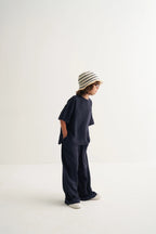 Ensemble t-shirt et pantalon en lin - Bleu profond MINILUCA