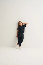 Ensemble t-shirt et pantalon fluide  - Bleu nuit MINILUCA