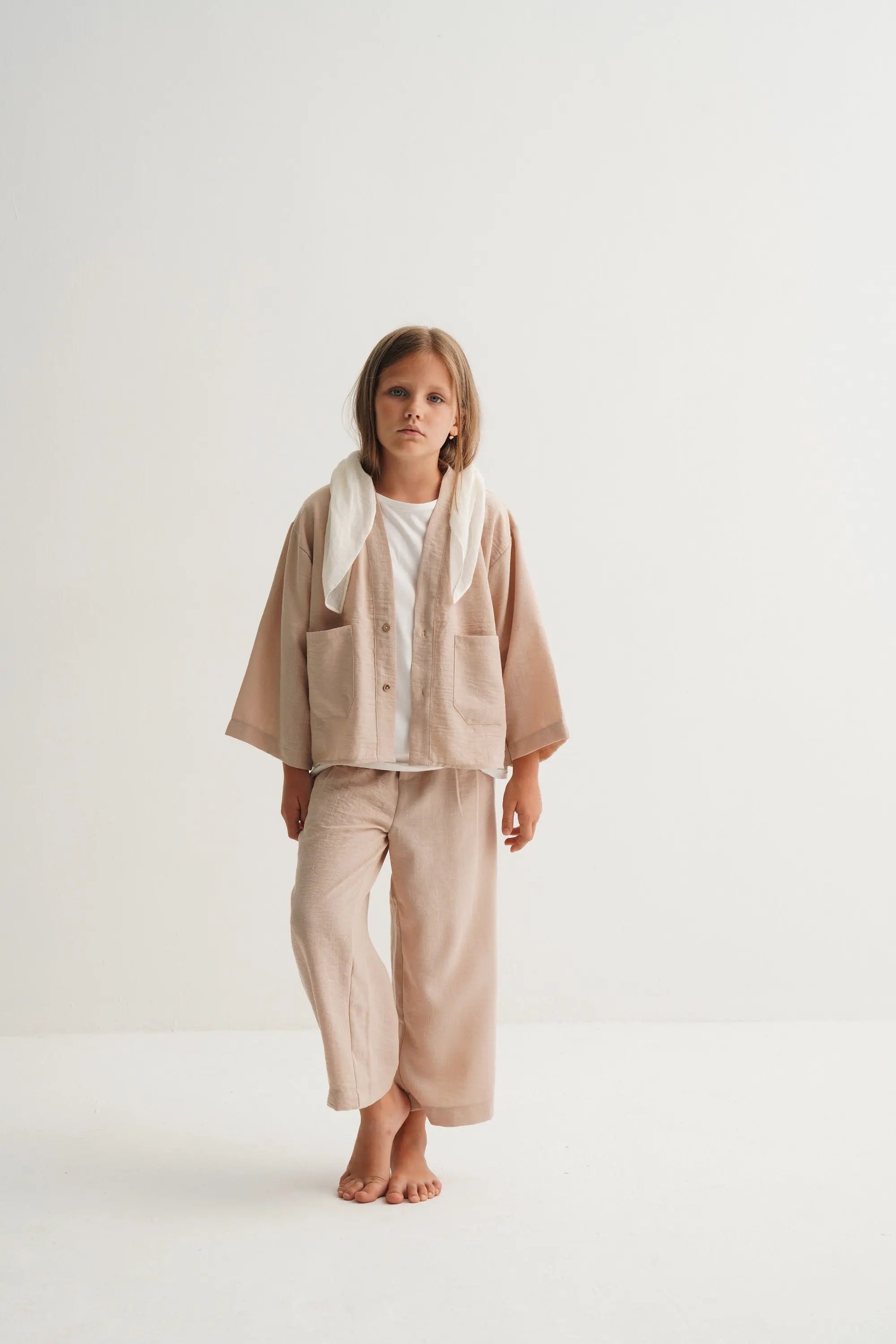 Ensemble gilet et pantalon en lin - Beige naturel MINILUCA