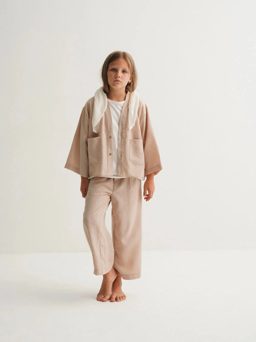 Ensemble gilet et pantalon en lin - Beige naturel MINILUCA