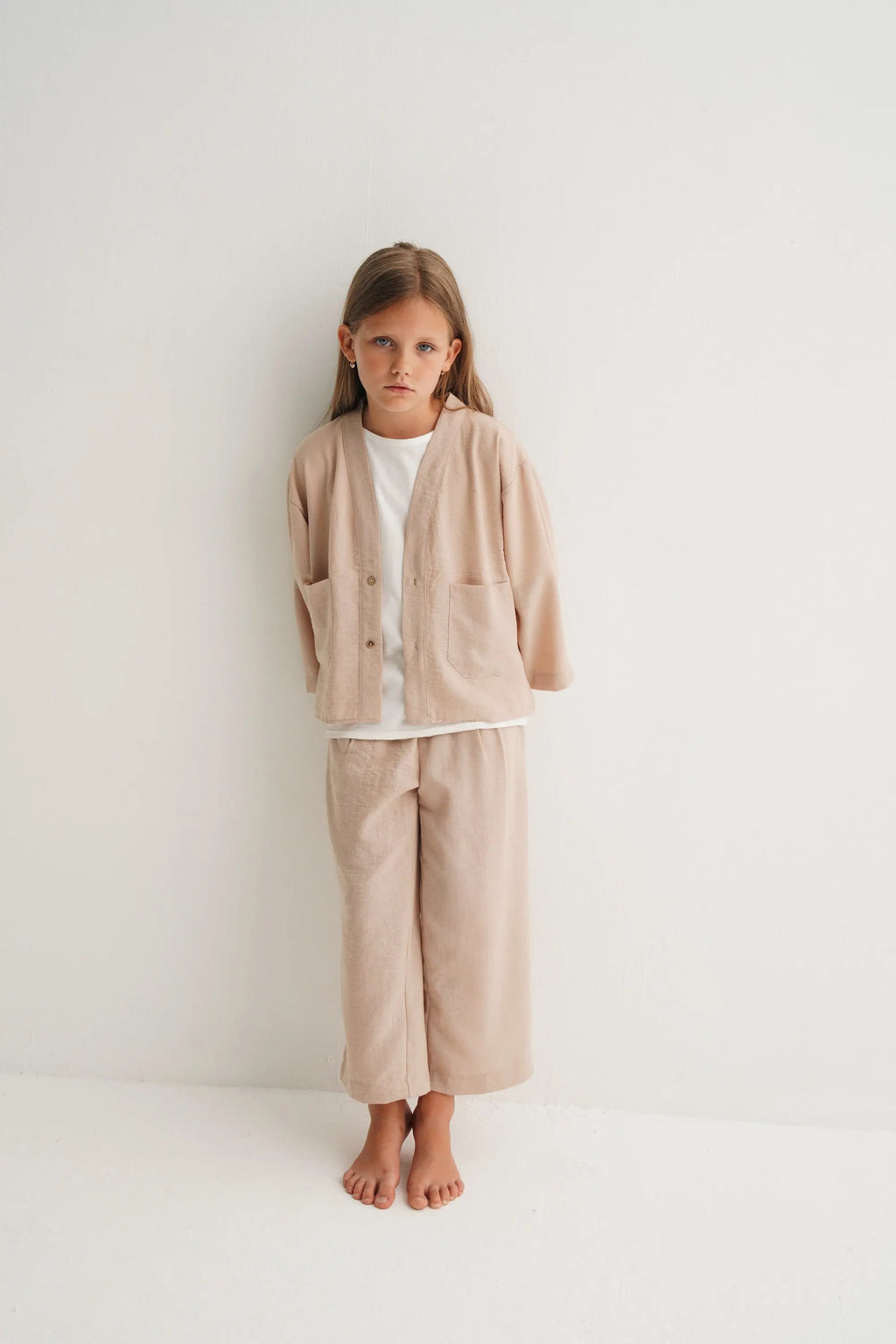 Ensemble gilet et pantalon en lin - Beige naturel MINILUCA