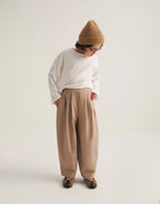 Double-pleated pants - Beige MINILUCA