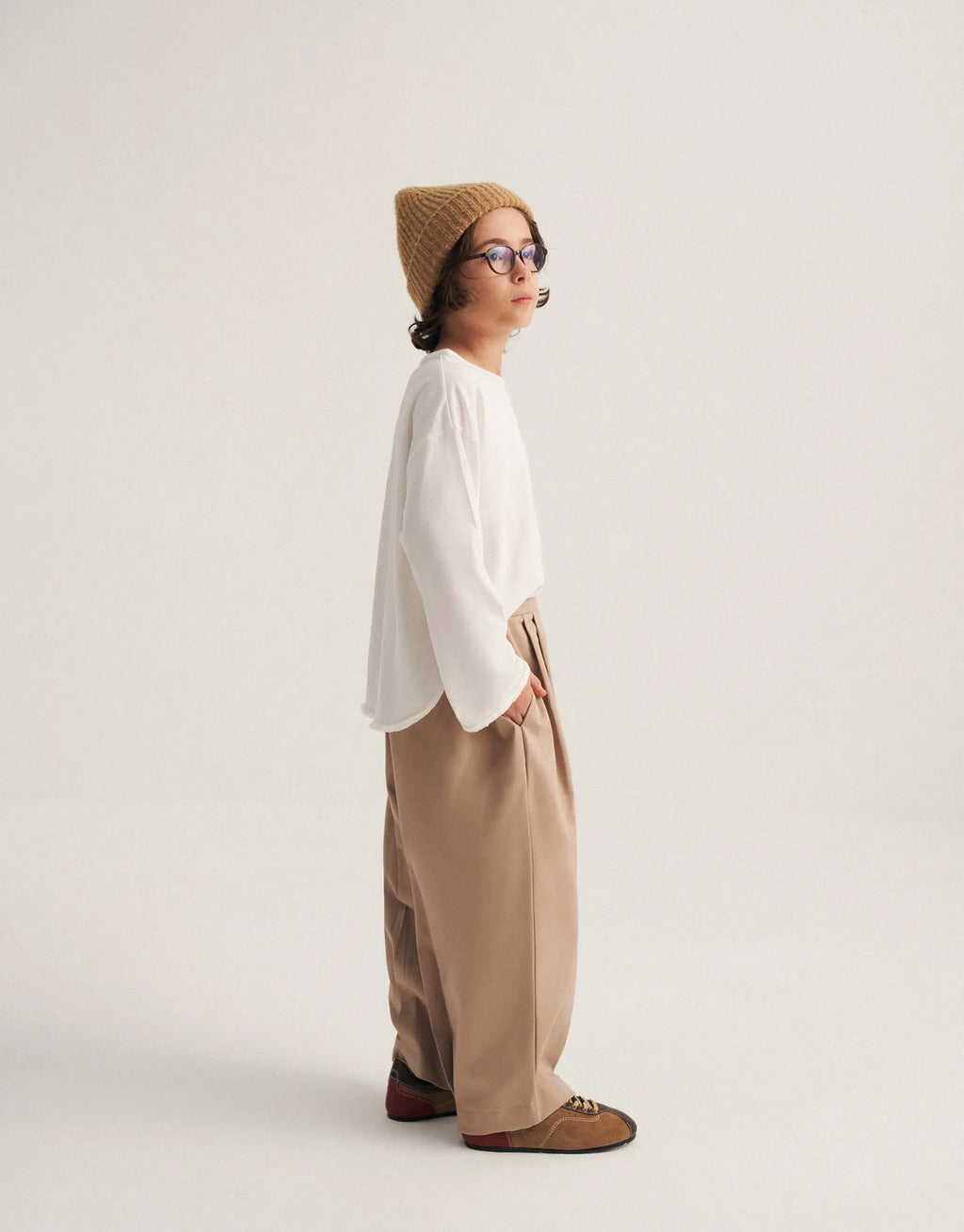 Double-pleated pants - Beige MINILUCA