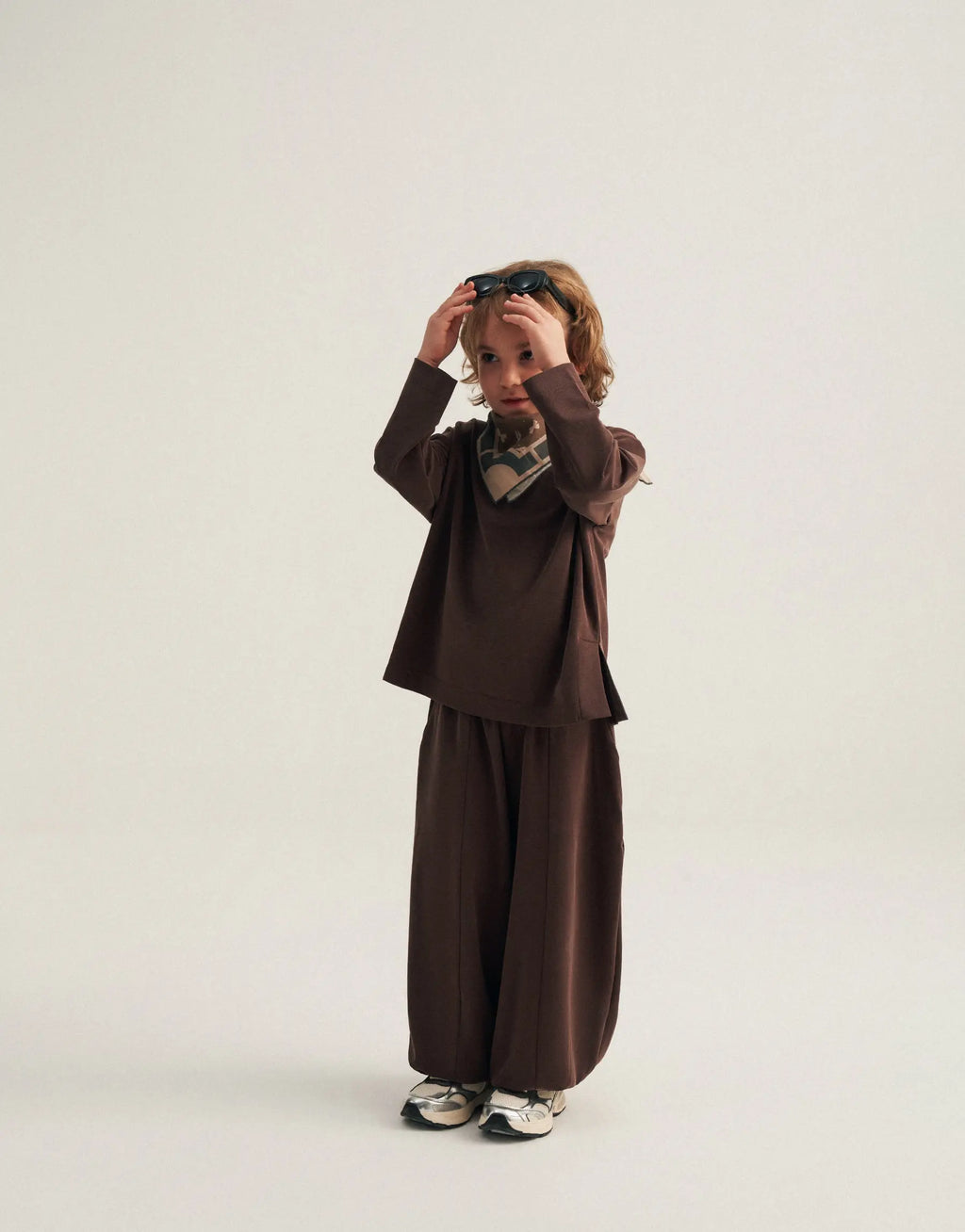 Ensemble pull et pantalon fluide - Brun MINILUCA