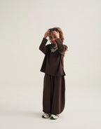 Ensemble pull et pantalon fluide - Brun MINILUCA
