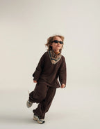 Ensemble pull et pantalon fluide - Brun MINILUCA