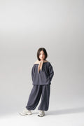 Ensemble pull et pantalon fluide - Bleu fumé MINILUCA