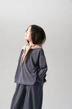 Ensemble pull et pantalon fluide - Bleu fumé MINILUCA