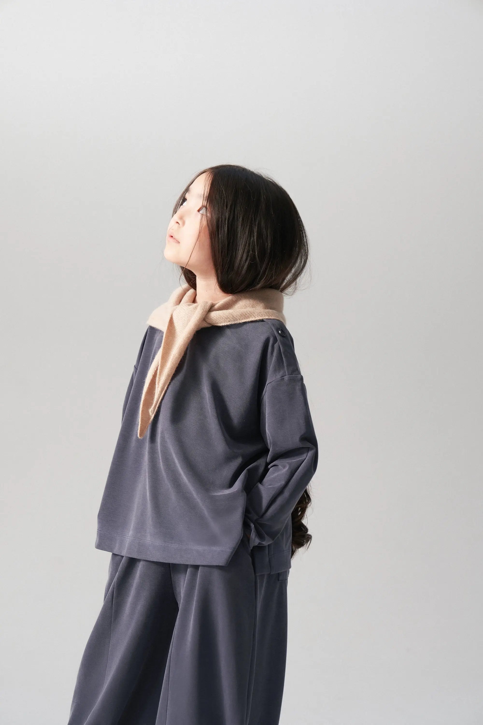Ensemble pull et pantalon fluide - Bleu fumé MINILUCA