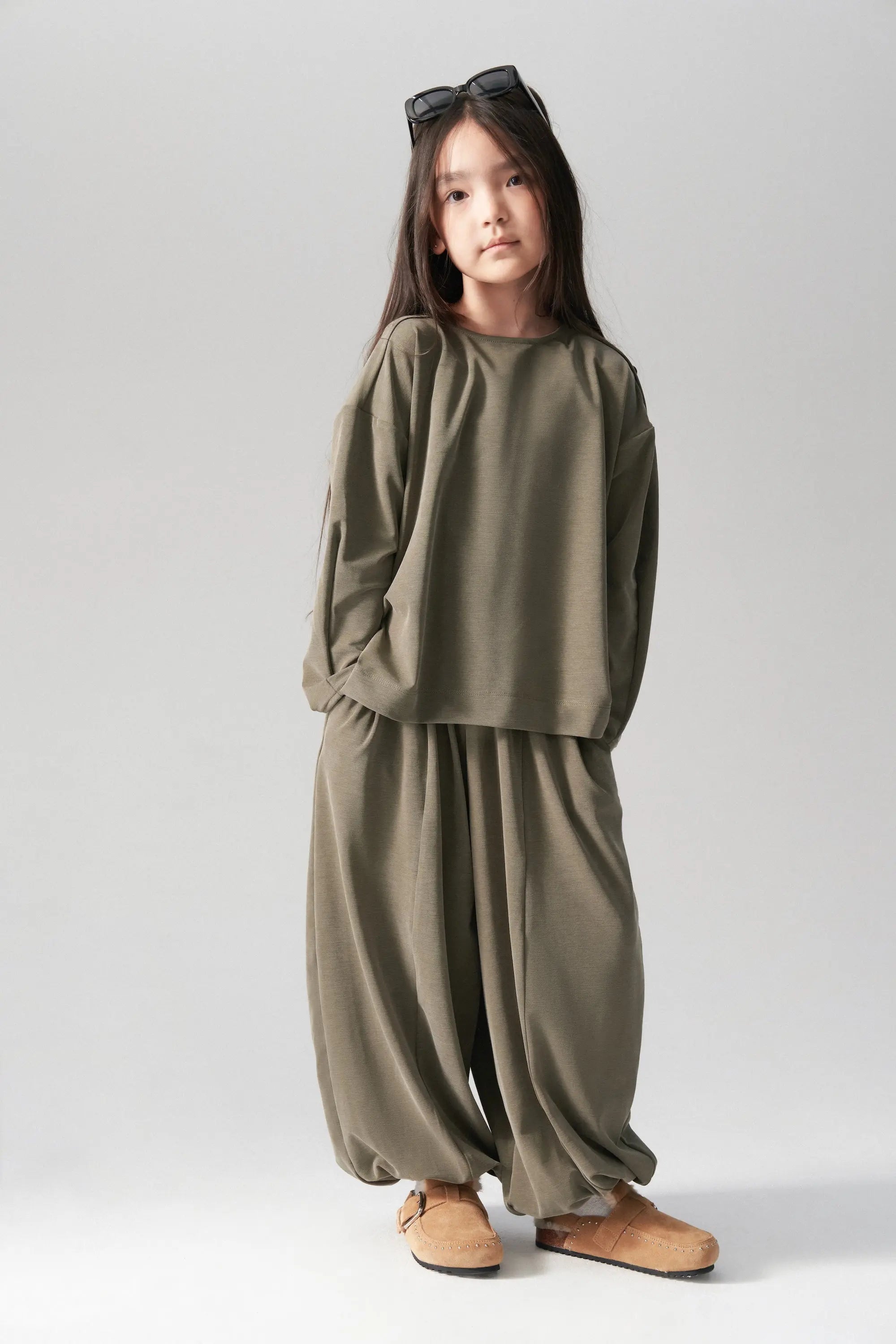 Ensemble pull et pantalon fluide - Kaki MINILUCA