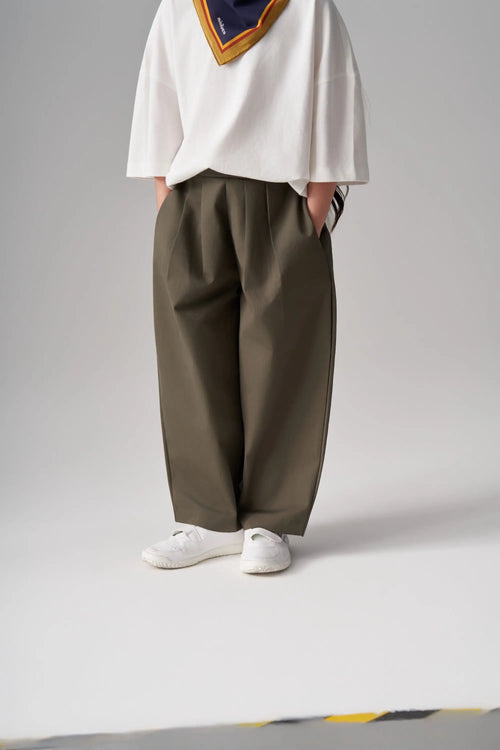 Pantalon à double pince- Kaki MINILUCA