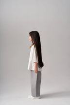 Single-pleat pants - Light gray MINILUCA