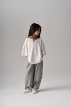 Single-pleat pants - Light gray MINILUCA