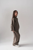 Ensemble kimono et pantalon en modal - Kaki MINILUCA