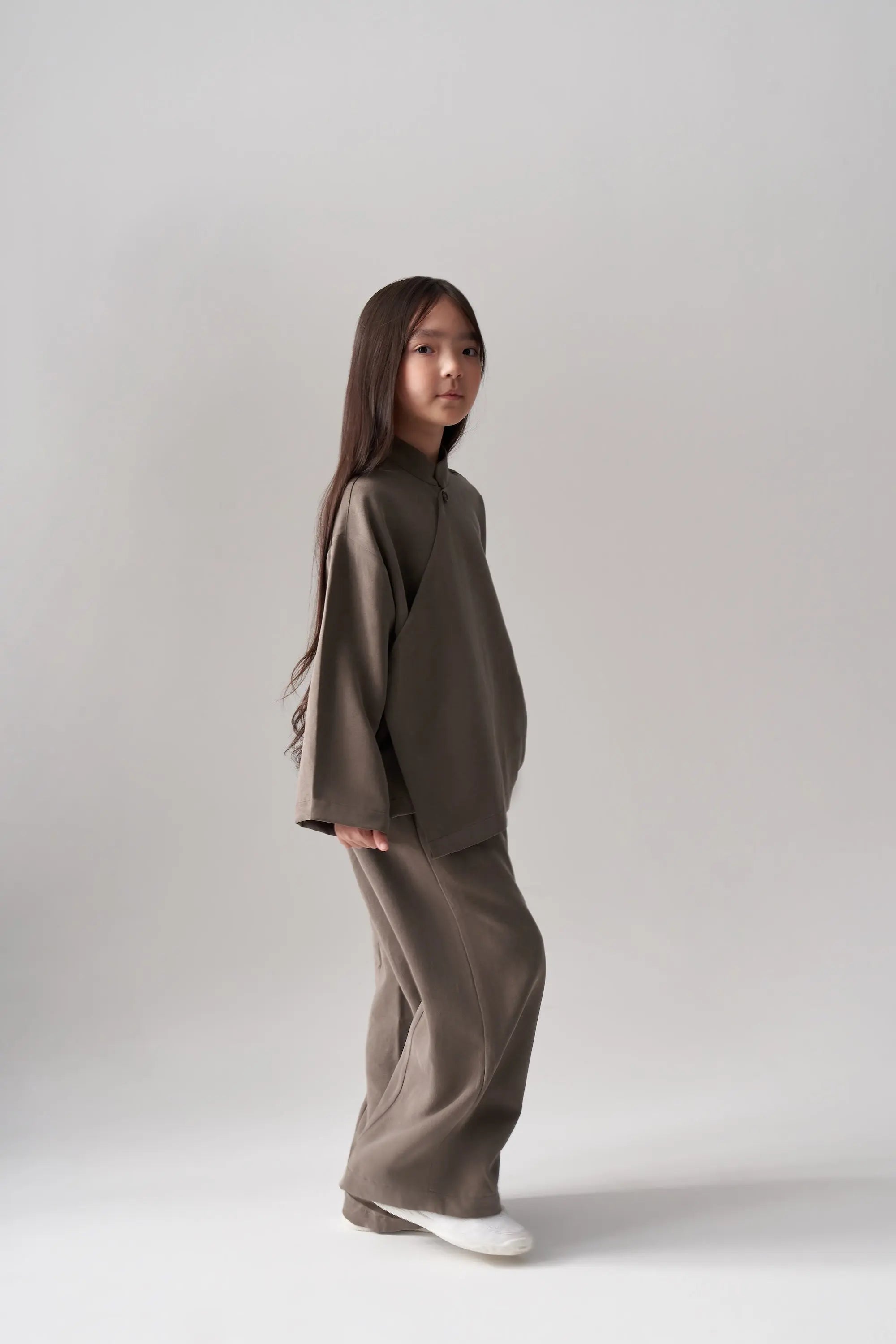 Ensemble kimono et pantalon en modal - Kaki MINILUCA