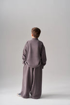 Ensemble kimono et pantalon en modal - Gris taupe MINILUCA