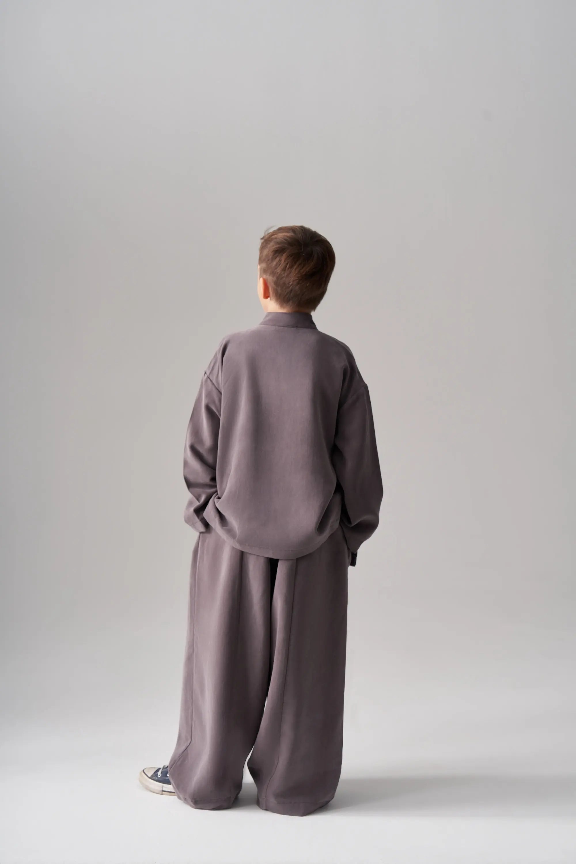 Ensemble kimono et pantalon en modal - Gris taupe MINILUCA