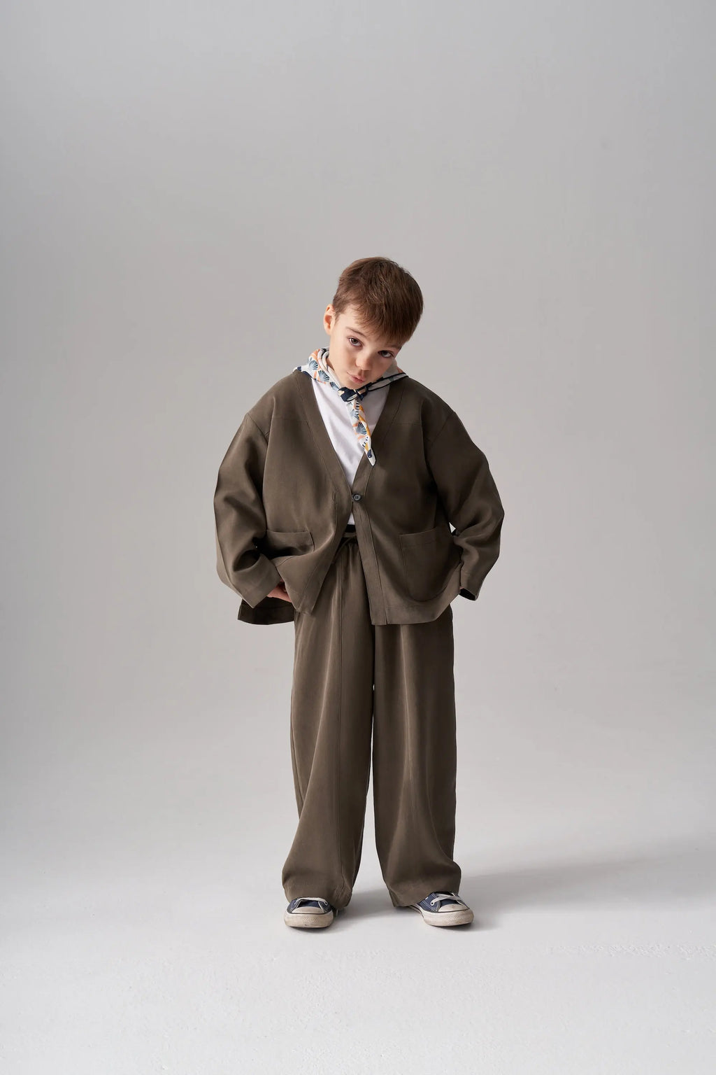 Ensemble gilet et pantalon en modal - Kaki MINILUCA
