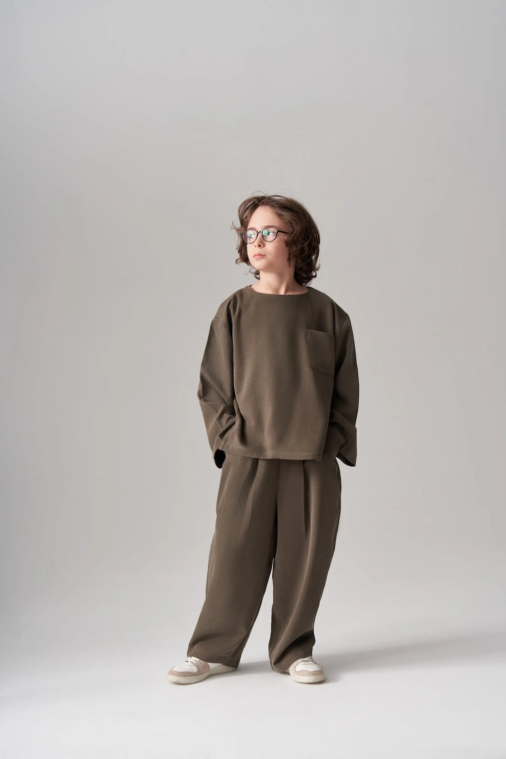 Ensemble pull et pantalon en modal - Kaki MINILUCA