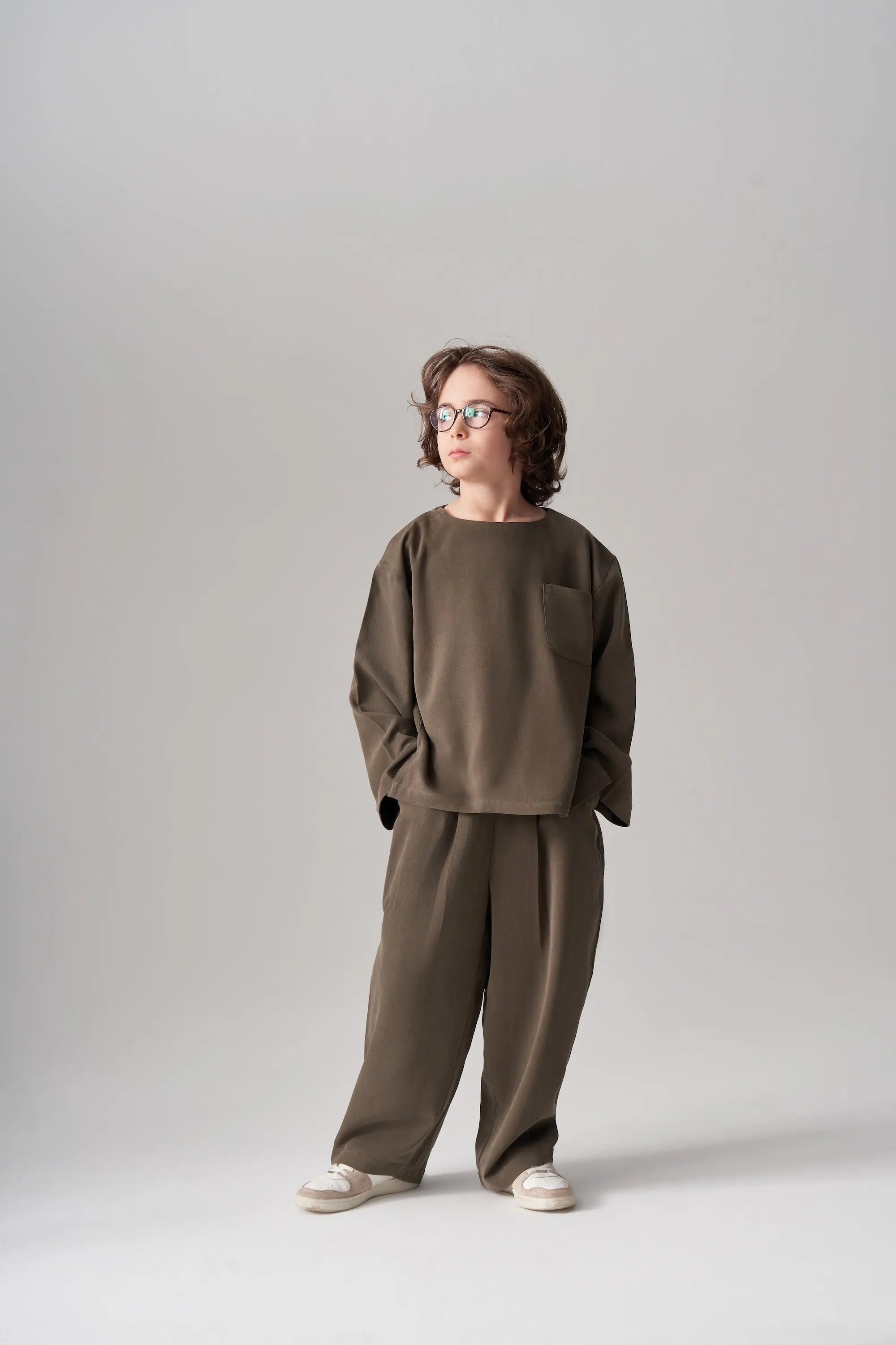 Ensemble pull et pantalon en modal - Kaki MINILUCA