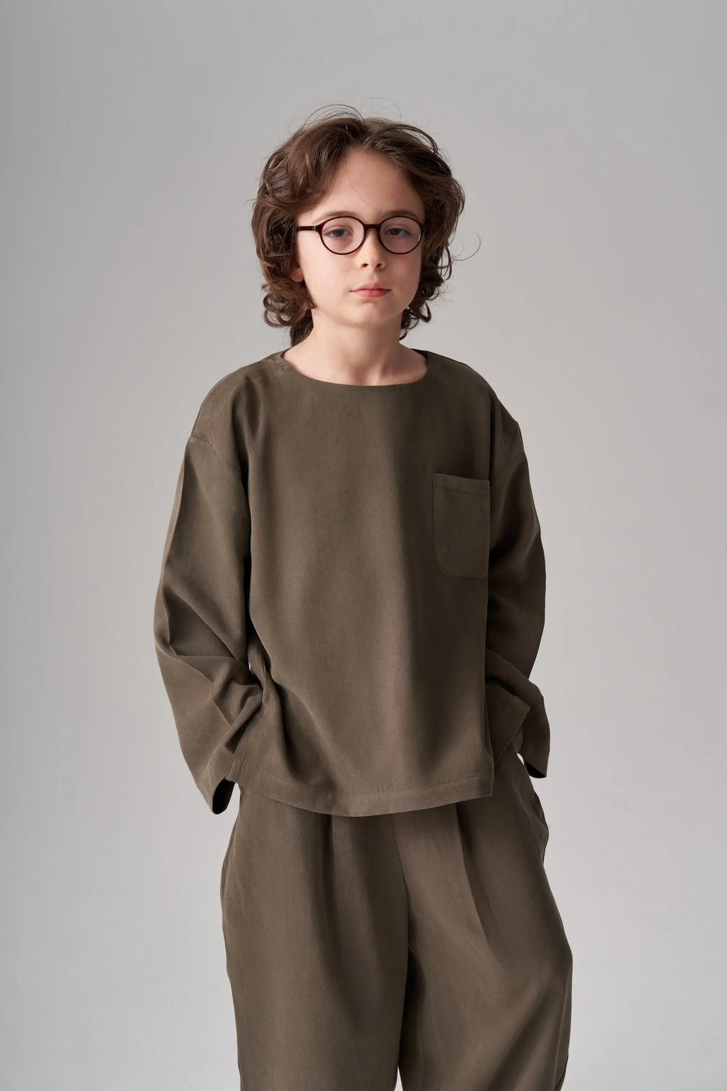 Ensemble pull et pantalon en modal - Kaki MINILUCA