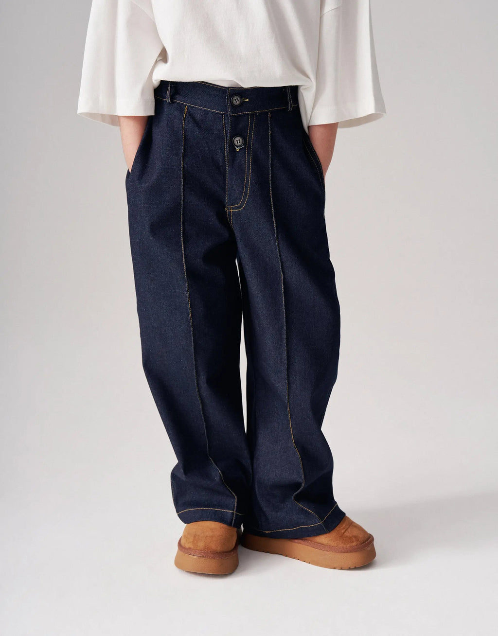 Pleated denim pants - Raw blue MINILUCA