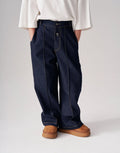 Pleated denim pants - Raw blue MINILUCA