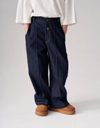 Pleated denim pants - Raw blue MINILUCA