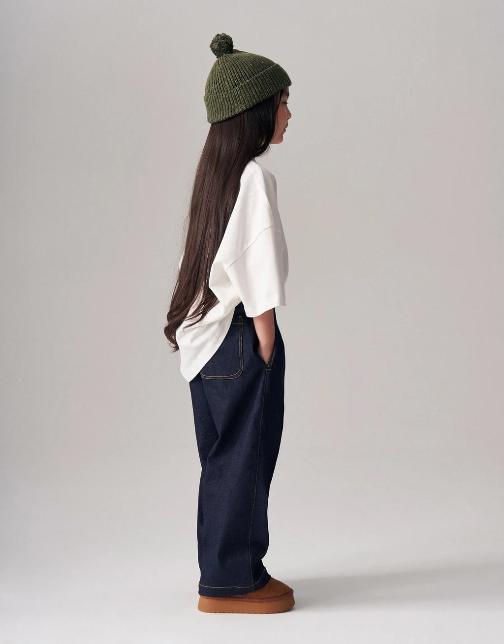 Pleated denim pants - Raw blue MINILUCA