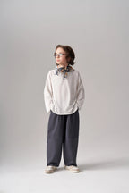 Pantalon à pince simple - Bleu fumé MINILUCA