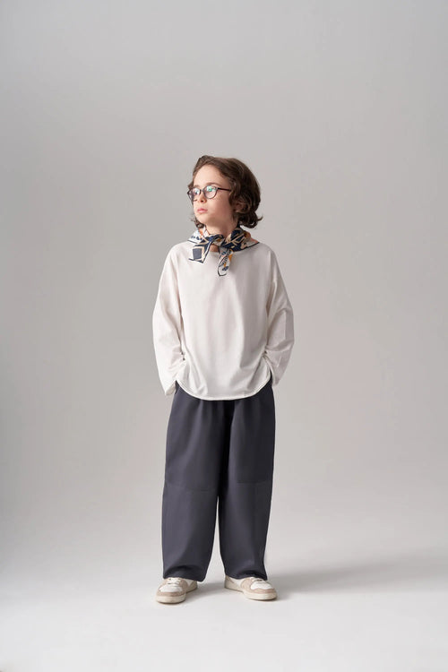 Pantalon à pince simple - Bleu fumé MINILUCA