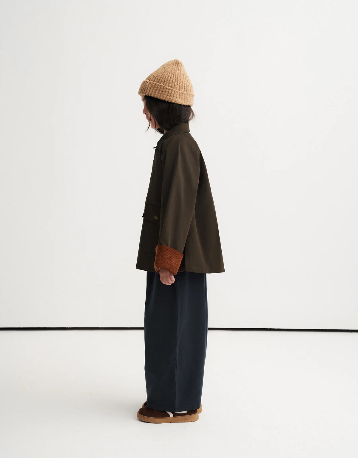 Veste à revers contrastants | Kaki brun