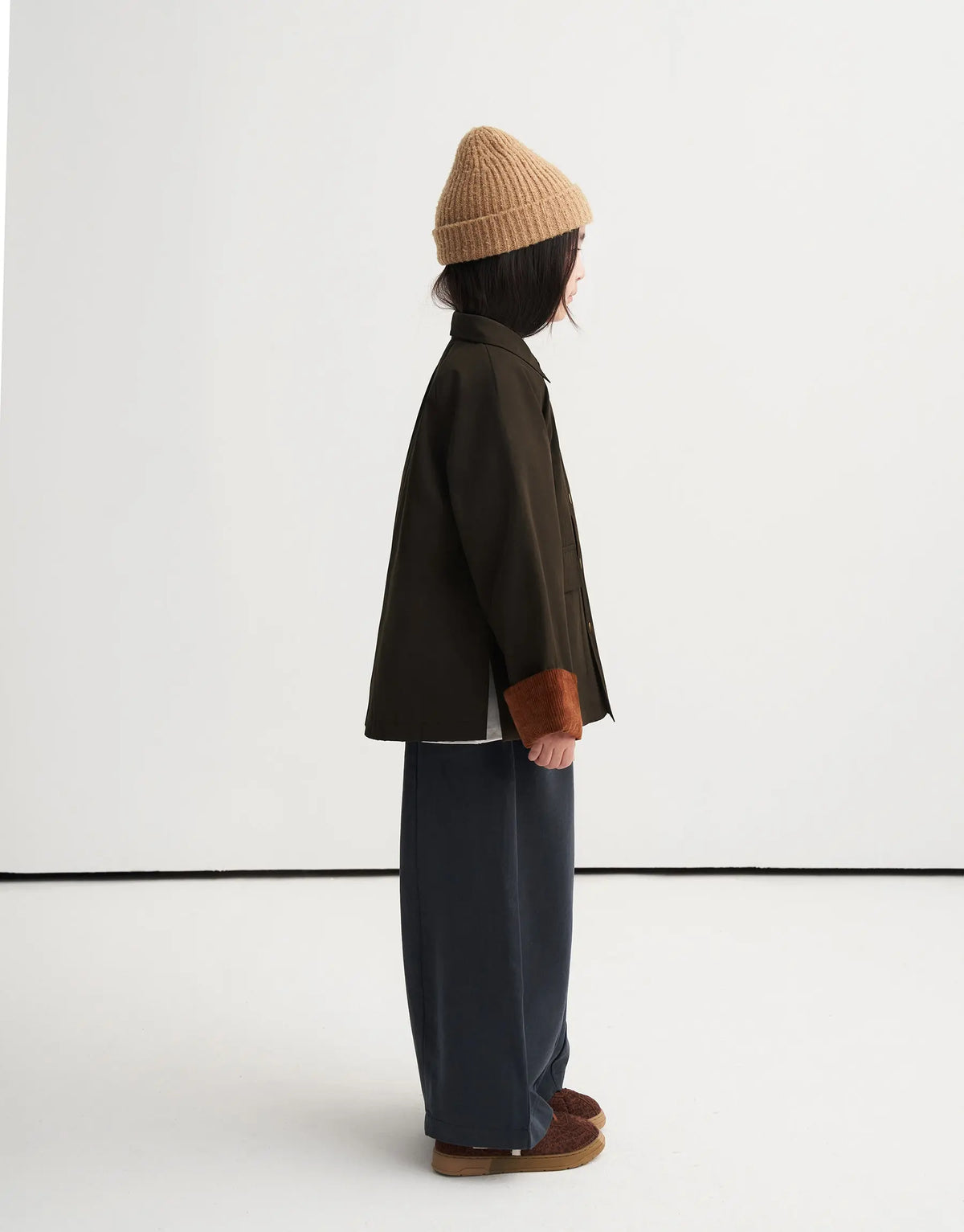 Veste à revers contrastants | Kaki brun